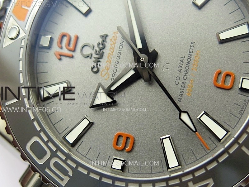 Planet Ocean 43.5mm Ti VSF 1:1 Best Edition Black Orange Bezel Gray Dial on Gray Nylon Strap A8900