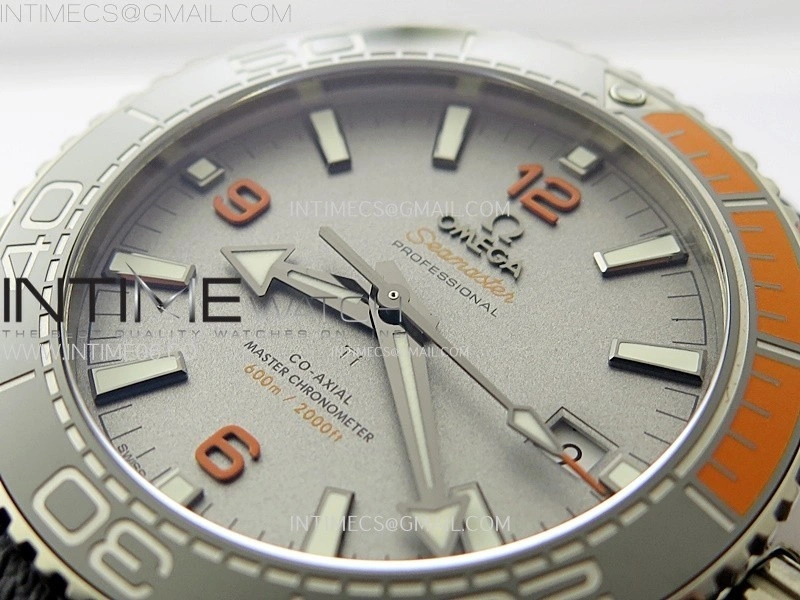 Planet Ocean 43.5mm Ti VSF 1:1 Best Edition Black Orange Bezel Gray Dial on Gray Nylon Strap A8900