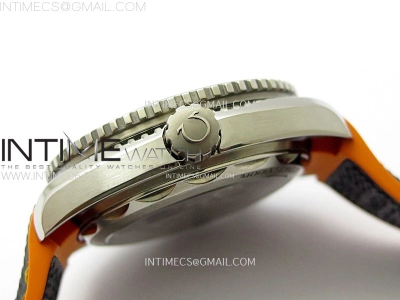 Planet Ocean 43.5mm Ti VSF 1:1 Best Edition Black Orange Bezel Gray Dial on Gray Nylon Strap A8900