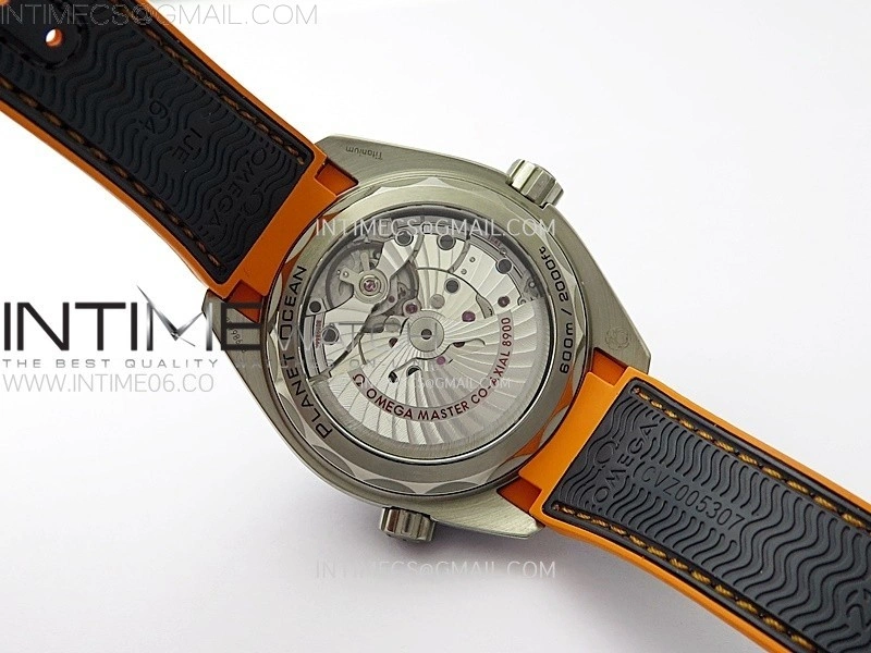 Planet Ocean 43.5mm Ti VSF 1:1 Best Edition Black Orange Bezel Gray Dial on Gray Nylon Strap A8900