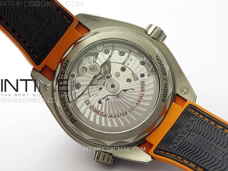 Planet Ocean 43.5mm Ti VSF 1:1 Best Edition Black Orange Bezel Gray Dial on Gray Nylon Strap A8900