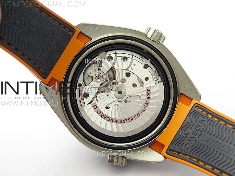 Planet Ocean 43.5mm Ti VSF 1:1 Best Edition Black Orange Bezel Gray Dial on Gray Nylon Strap A8900