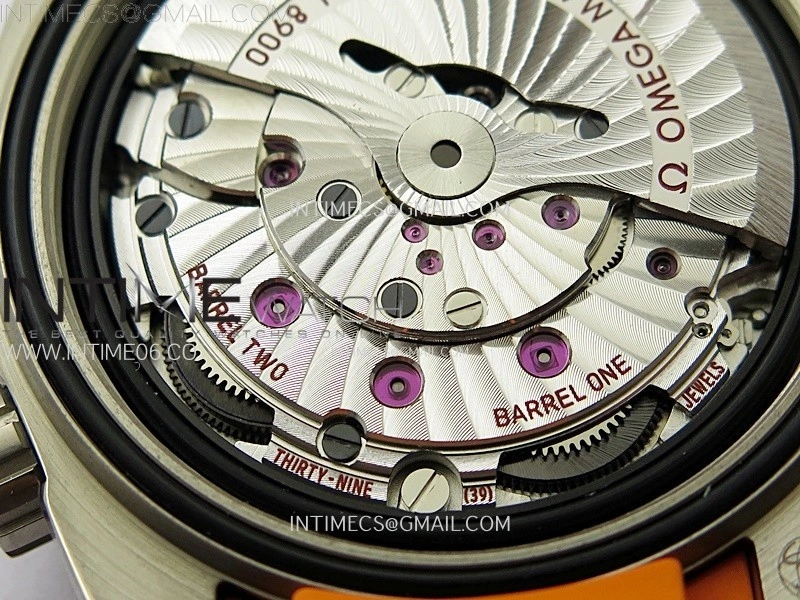 Planet Ocean 43.5mm Ti VSF 1:1 Best Edition Black Orange Bezel Gray Dial on Gray Nylon Strap A8900