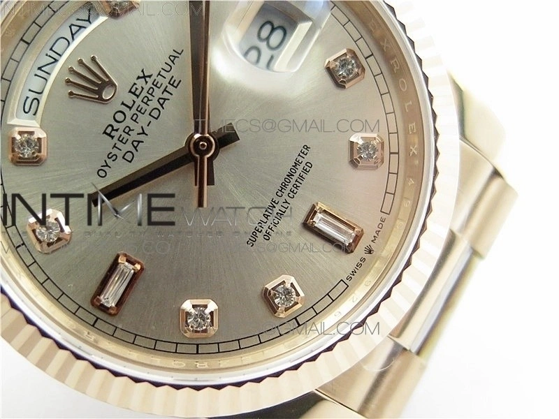Day-Date 36 128239 RG BP Best Edition Silver Crystal Markers Dial on RG President Bracelet