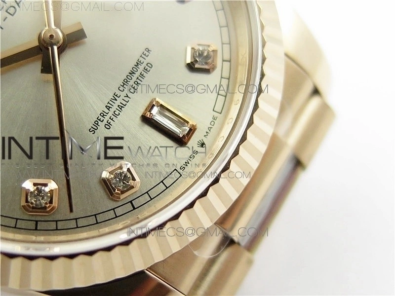 Day-Date 36 128239 RG BP Best Edition Silver Crystal Markers Dial on RG President Bracelet