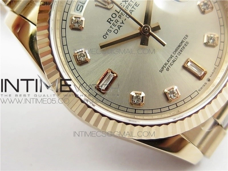 Day-Date 36 128239 RG BP Best Edition Silver Crystal Markers Dial on RG President Bracelet