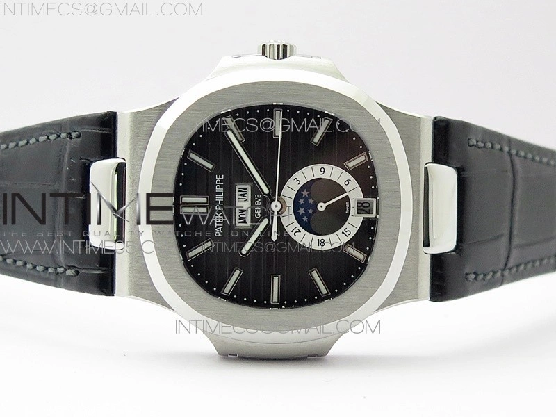 Nautilus 5726 Complicated SS GRF 1:1 Best Edition Gray Textured Dial on Leather Strap A324 V3