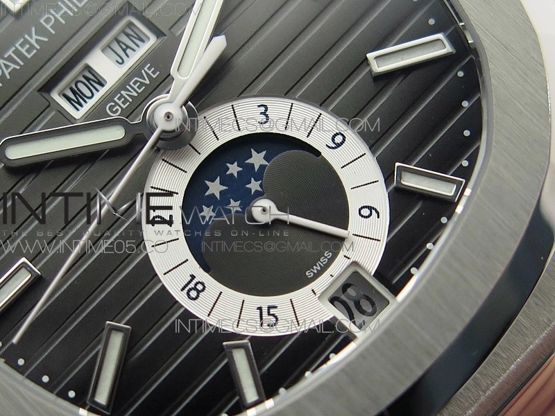 Nautilus 5726 Complicated SS GRF 1:1 Best Edition Gray Textured Dial on Leather Strap A324 V3
