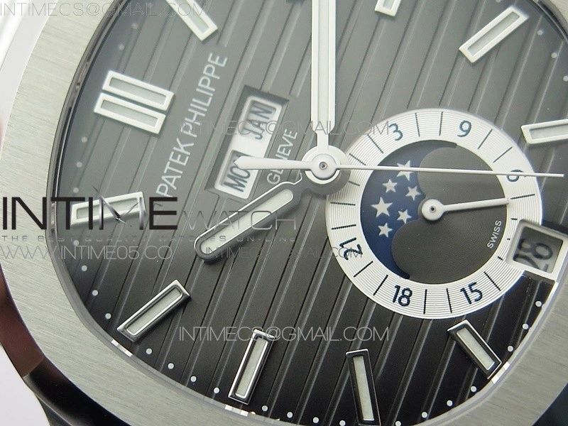 Nautilus 5726 Complicated SS GRF 1:1 Best Edition Gray Textured Dial on Leather Strap A324 V3