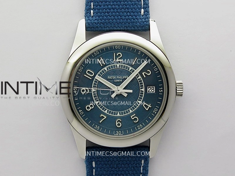 Calatrava 6007A SS 3KF 1:1 Best Edition Blue Dial on Blue Leather Strap A324 Super Clone V2
