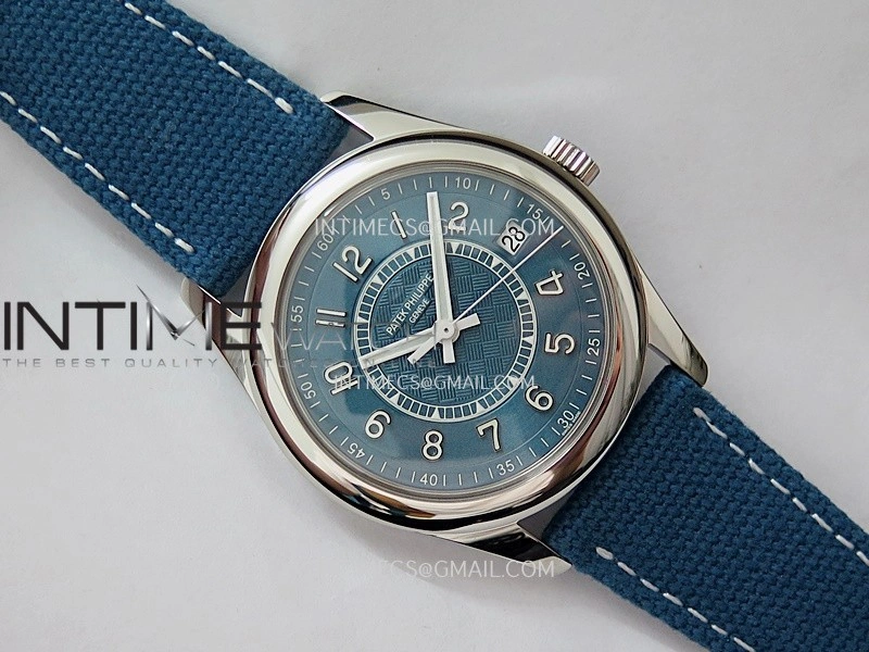 Calatrava 6007A SS 3KF 1:1 Best Edition Blue Dial on Blue Leather Strap A324 Super Clone V2