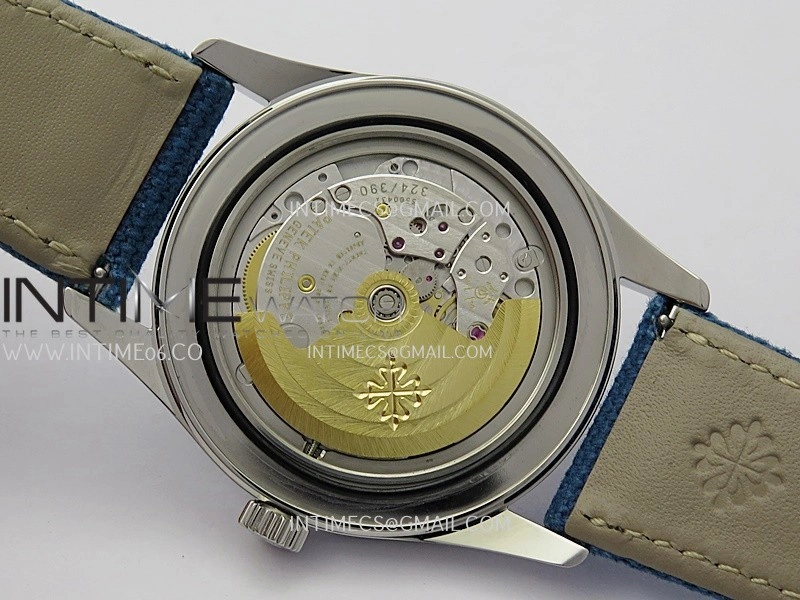 Calatrava 6007A SS 3KF 1:1 Best Edition Blue Dial on Blue Leather Strap A324 Super Clone V2