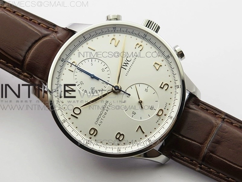 Portuguese IW371604 ZF V3 1:1 Best Edition SS White Dial RG Markers on Brown Leather Strap A96355
