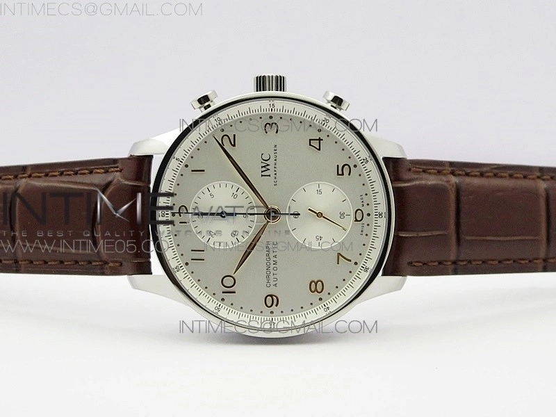 Portuguese IW371604 ZF V3 1:1 Best Edition SS White Dial RG Markers on Brown Leather Strap A96355