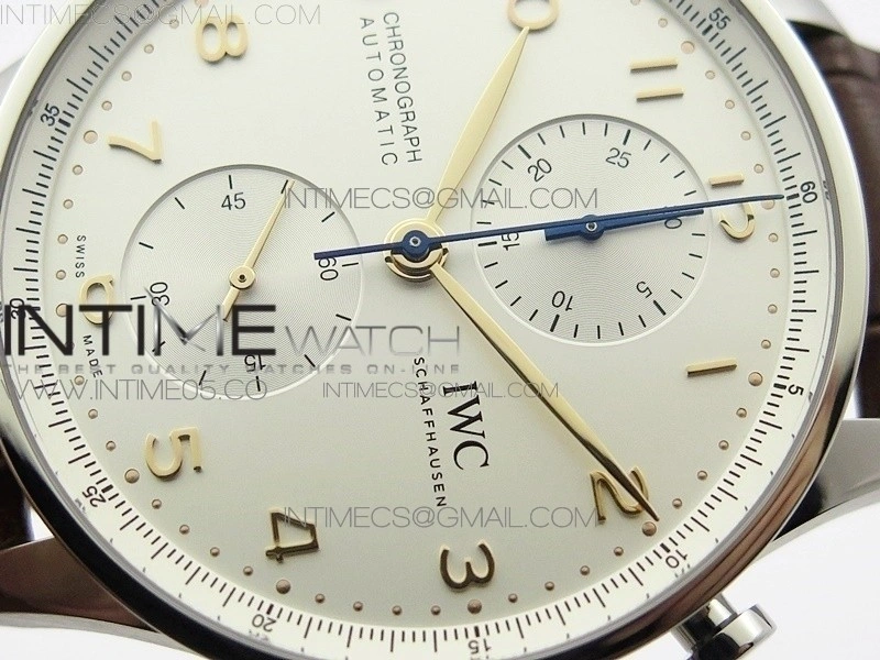 Portuguese IW371604 ZF V3 1:1 Best Edition SS White Dial RG Markers on Brown Leather Strap A96355
