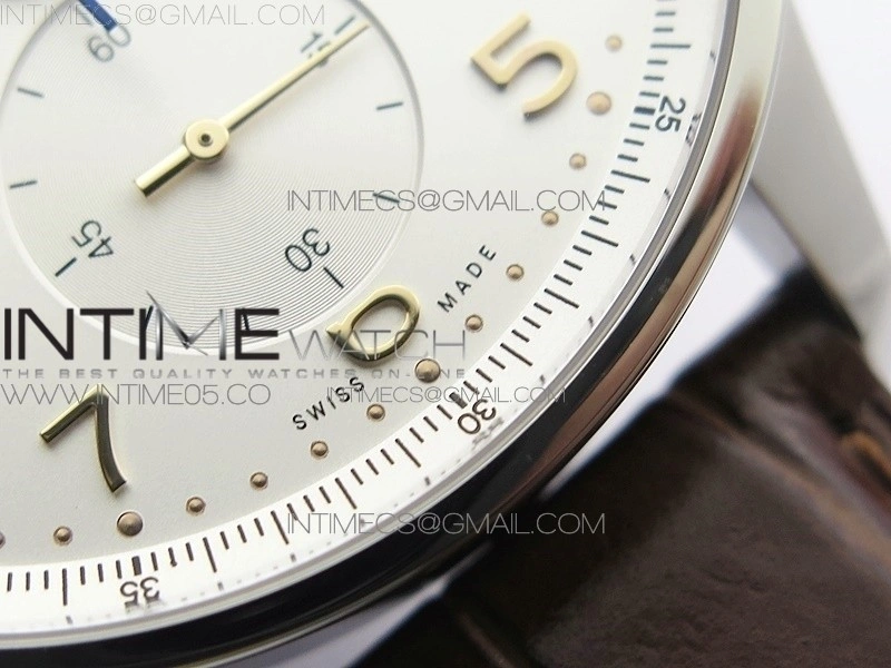 Portuguese IW371604 ZF V3 1:1 Best Edition SS White Dial RG Markers on Brown Leather Strap A96355