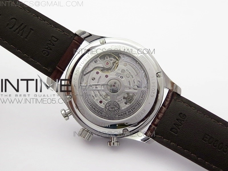 Portuguese IW371604 ZF V3 1:1 Best Edition SS White Dial RG Markers on Brown Leather Strap A96355