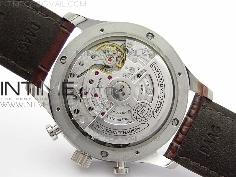 Portuguese IW371604 ZF V3 1:1 Best Edition SS White Dial RG Markers on Brown Leather Strap A96355