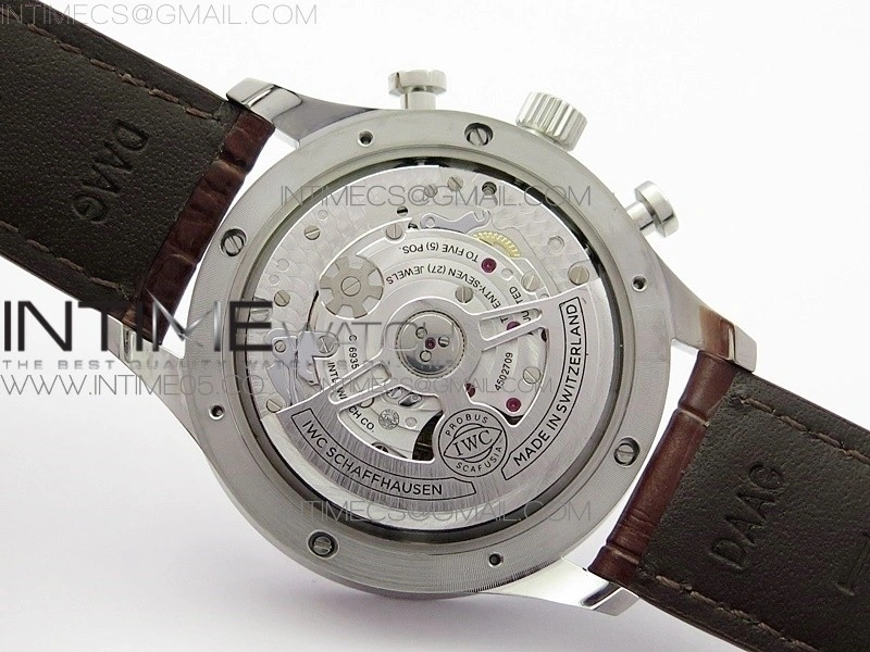 Portuguese IW371604 ZF V3 1:1 Best Edition SS White Dial RG Markers on Brown Leather Strap A96355