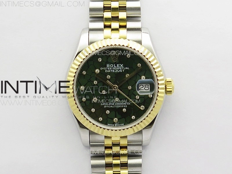 DateJust 31mm 72610 SS YG APSF Best Edition Green Flowers Crystals Dial on Jubilee Bracelet A2824