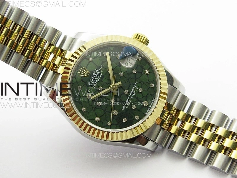 DateJust 31mm 72610 SS YG APSF Best Edition Green Flowers Crystals Dial on Jubilee Bracelet A2824