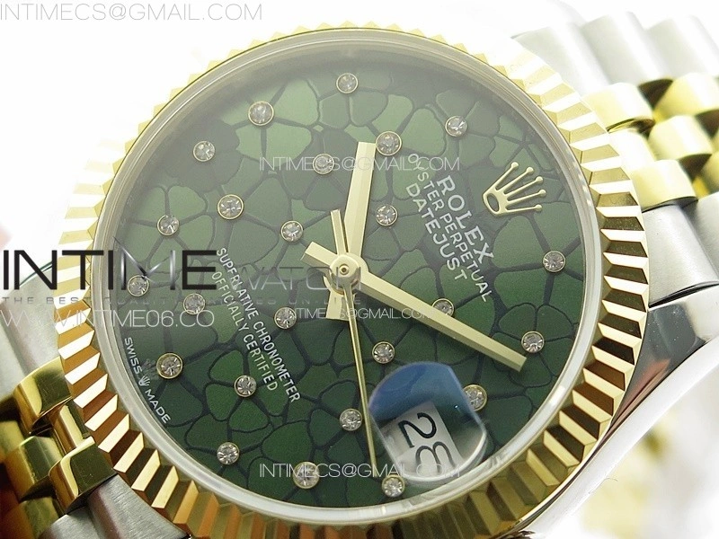 DateJust 31mm 72610 SS YG APSF Best Edition Green Flowers Crystals Dial on Jubilee Bracelet A2824