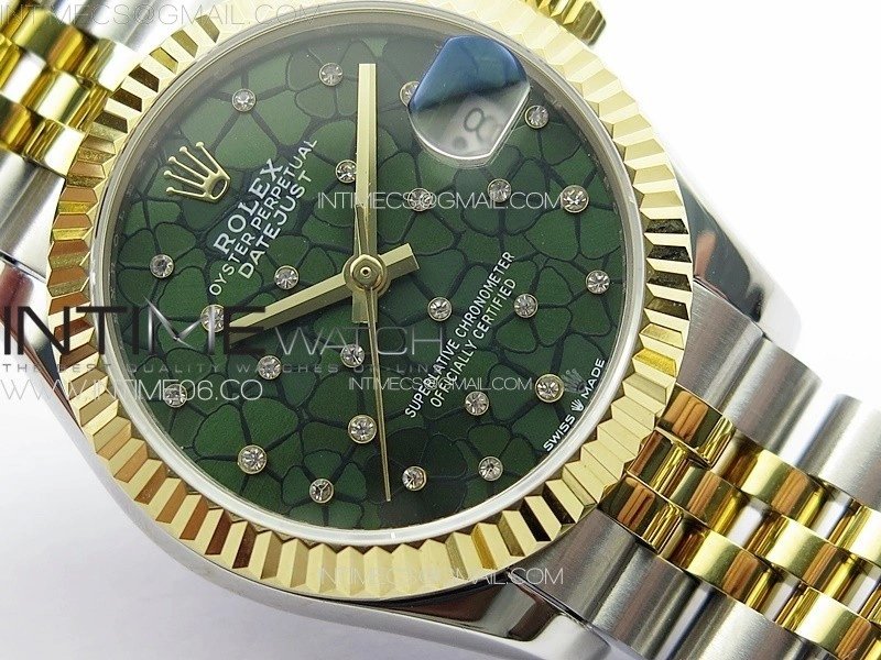 DateJust 31mm 72610 SS YG APSF Best Edition Green Flowers Crystals Dial on Jubilee Bracelet A2824