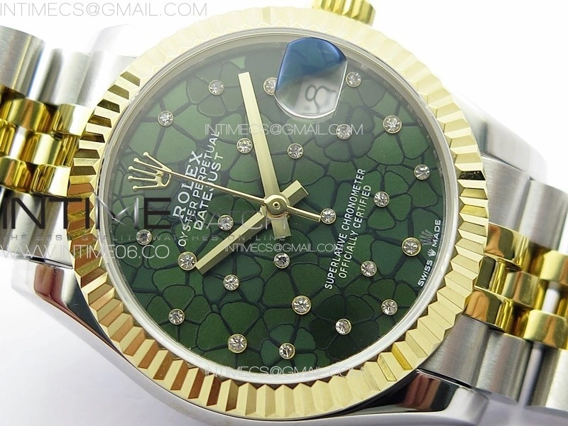 DateJust 31mm 72610 SS YG APSF Best Edition Green Flowers Crystals Dial on Jubilee Bracelet A2824