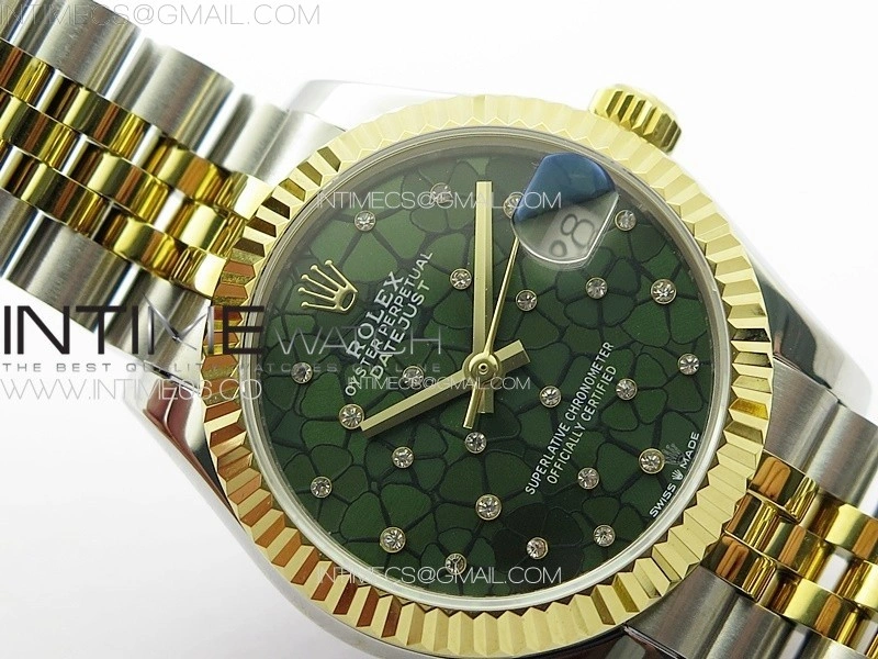 DateJust 31mm 72610 SS YG APSF Best Edition Green Flowers Crystals Dial on Jubilee Bracelet A2824