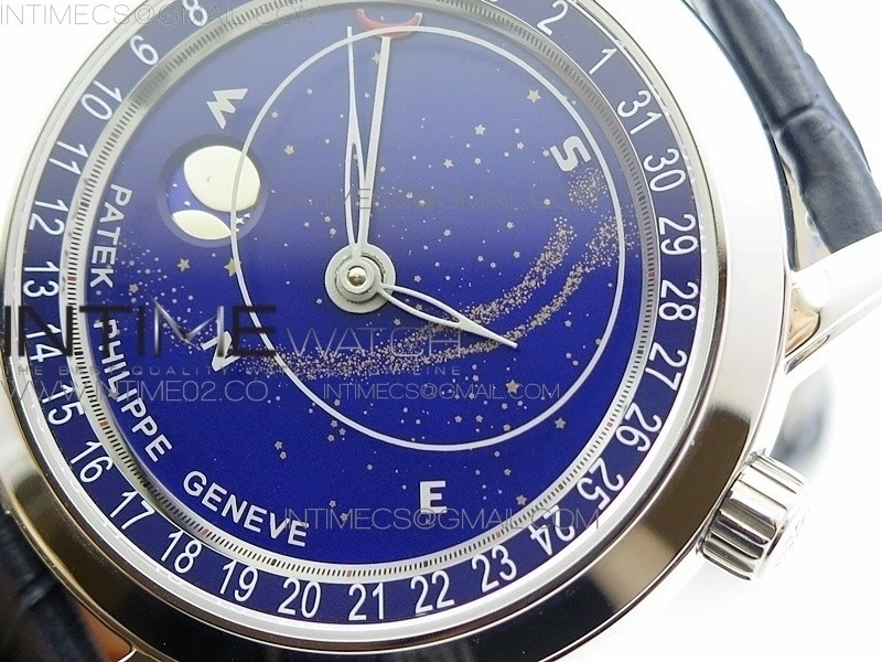 6102P Moon SS Blue Dial on Blue Leather Strap A240