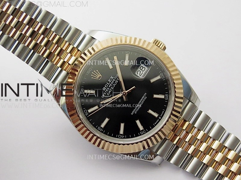 DateJust 41mm 126331 904 SS RG AR+F 1:1 Black Dial Stick Markers On SS RG Jubilee Bracelet DD3235 V2
