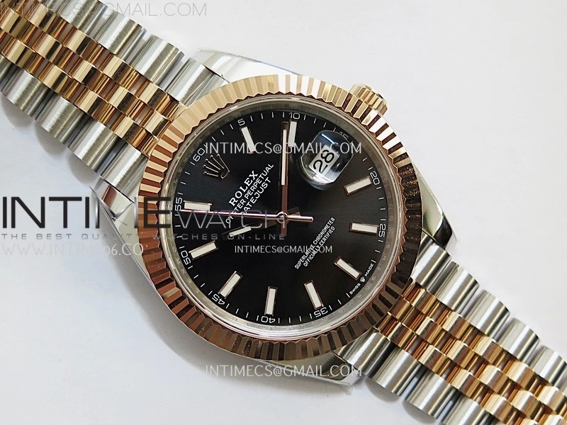 DateJust 41mm 126331 904 SS RG AR+F 1:1 Black Dial Stick Markers On SS RG Jubilee Bracelet DD3235 V2