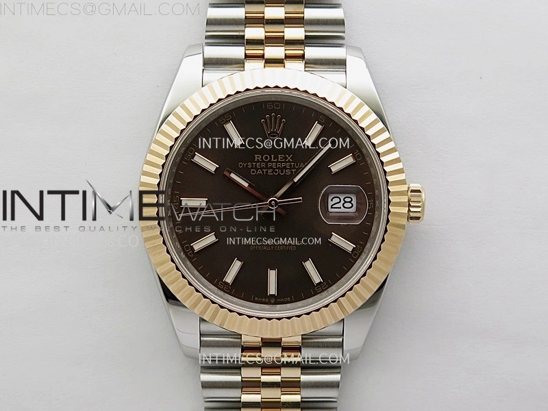 DateJust 41mm 126331 904 SS RG AR+F 1:1 Brown Dial Stick Markers On SS RG Jubilee Bracelet DD3235 V2