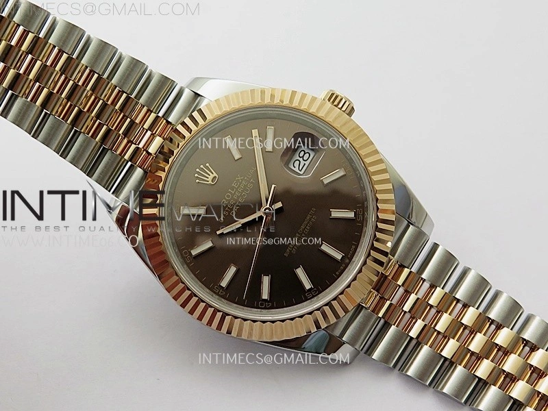 DateJust 41mm 126331 904 SS RG AR+F 1:1 Brown Dial Stick Markers On SS RG Jubilee Bracelet DD3235 V2