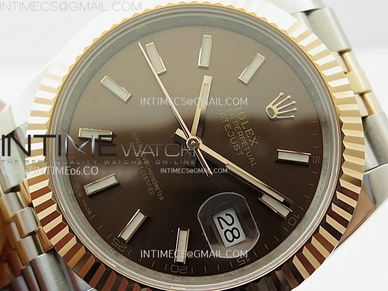 DateJust 41mm 126331 904 SS RG AR+F 1:1 Brown Dial Stick Markers On SS RG Jubilee Bracelet DD3235 V2