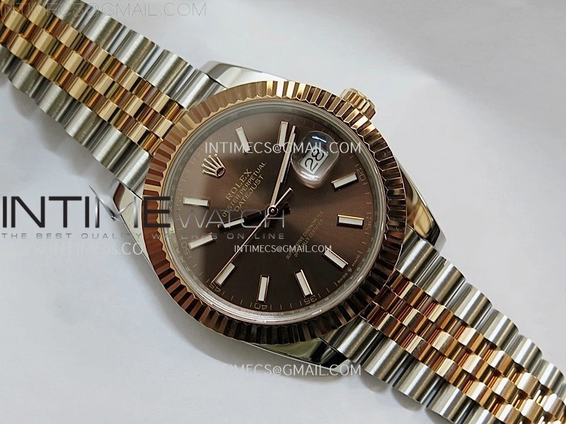 DateJust 41mm 126331 904 SS RG AR+F 1:1 Brown Dial Stick Markers On SS RG Jubilee Bracelet DD3235 V2