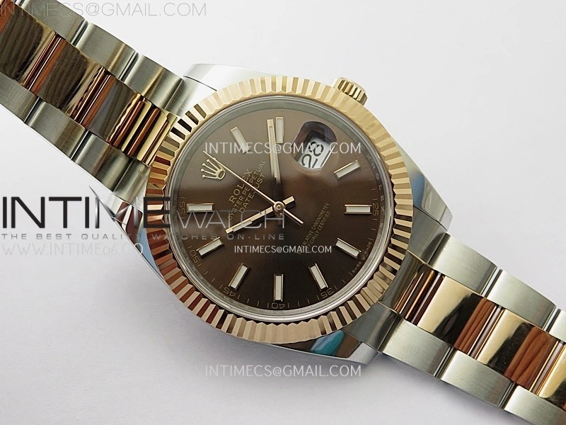 DateJust 41mm 126331 904 SS RG AR+F 1:1 Brown Dial Sticks Markers On SS RG Oyster Bracelet DD3235 V2