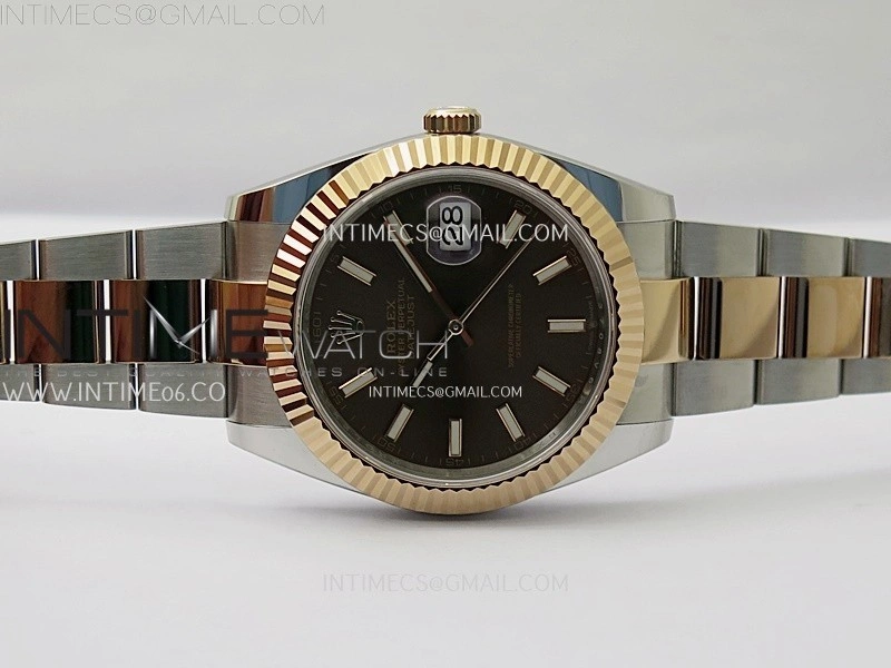 DateJust 41mm 126331 904 SS RG AR+F 1:1 Brown Dial Sticks Markers On SS RG Oyster Bracelet DD3235 V2