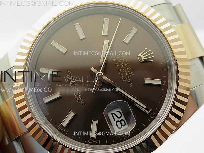 DateJust 41mm 126331 904 SS RG AR+F 1:1 Brown Dial Sticks Markers On SS RG Oyster Bracelet DD3235 V2