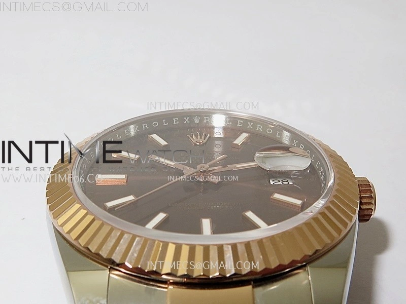 DateJust 41mm 126331 904 SS RG AR+F 1:1 Brown Dial Sticks Markers On SS RG Oyster Bracelet DD3235 V2