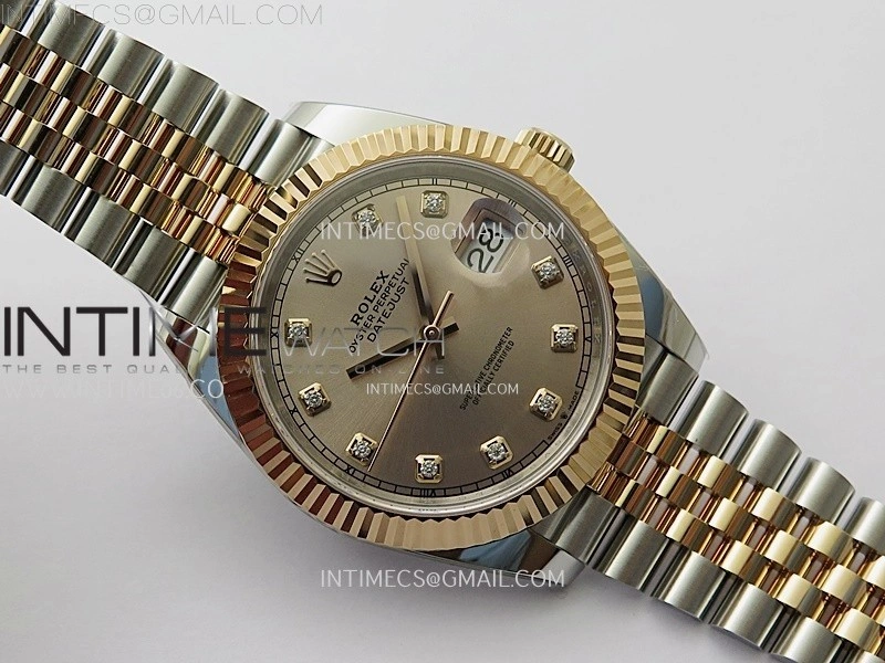 DateJust 41mm 126331 904 SS RG AR+F 1:1 RG Dial Diamonds Markers On SS RG Jubilee Bracelet DD3235 V2