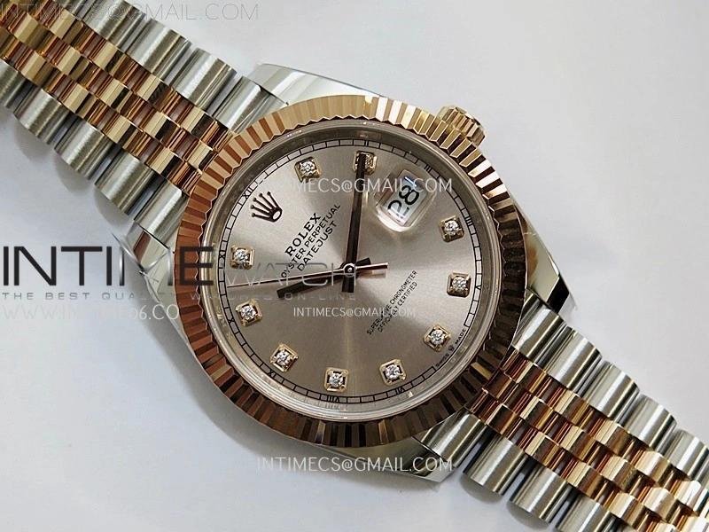 DateJust 41mm 126331 904 SS RG AR+F 1:1 RG Dial Diamonds Markers On SS RG Jubilee Bracelet DD3235 V2