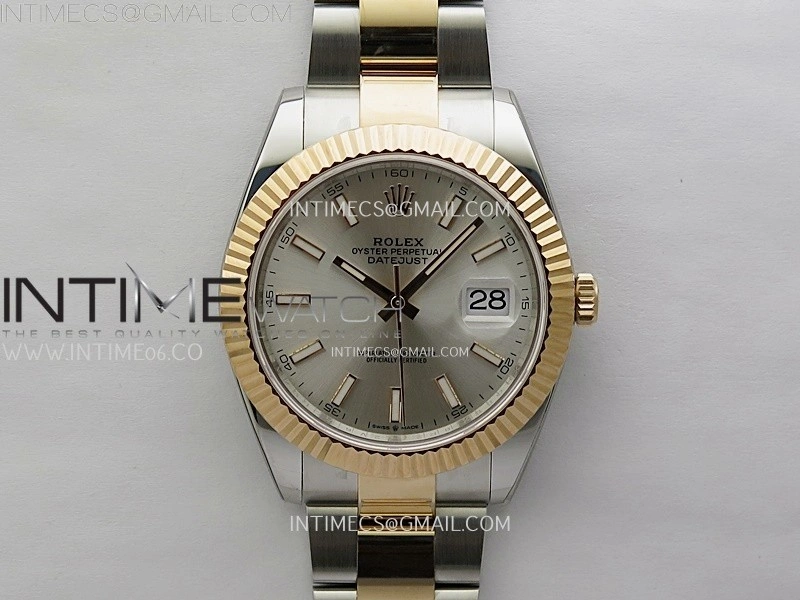 DateJust 41mm 126331 904 SS RG AR+F 1:1 Silver Dial Stick Markers On SS RG Oyster Bracelet DD3235 V2
