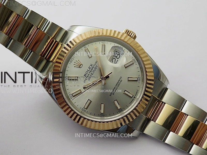 DateJust 41mm 126331 904 SS RG AR+F 1:1 Silver Dial Stick Markers On SS RG Oyster Bracelet DD3235 V2