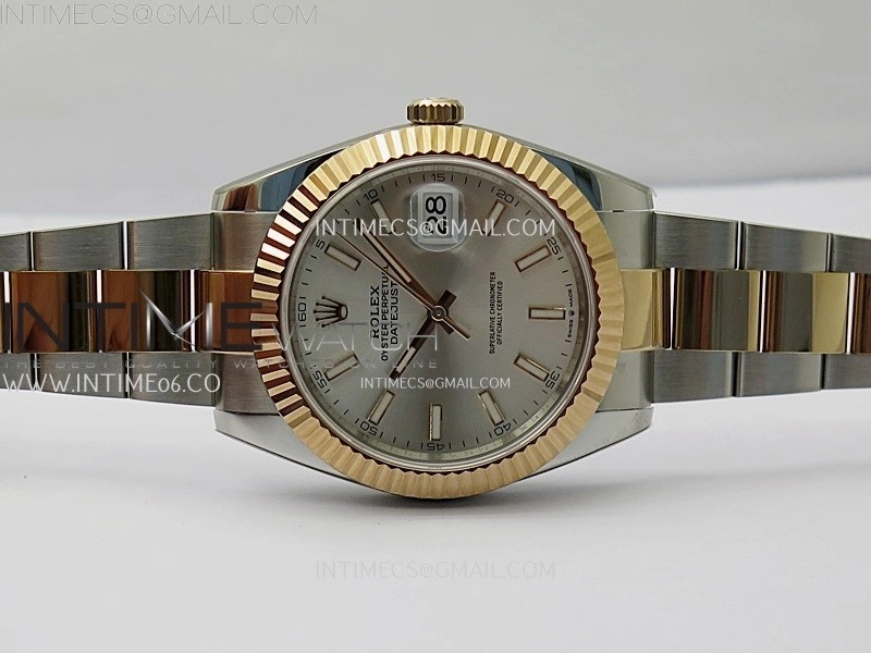 DateJust 41mm 126331 904 SS RG AR+F 1:1 Silver Dial Stick Markers On SS RG Oyster Bracelet DD3235 V2