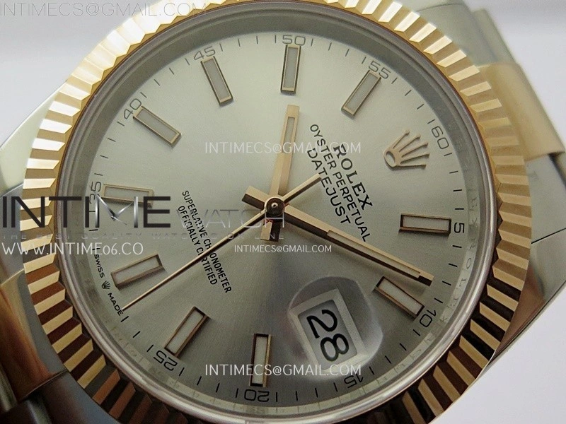 DateJust 41mm 126331 904 SS RG AR+F 1:1 Silver Dial Stick Markers On SS RG Oyster Bracelet DD3235 V2