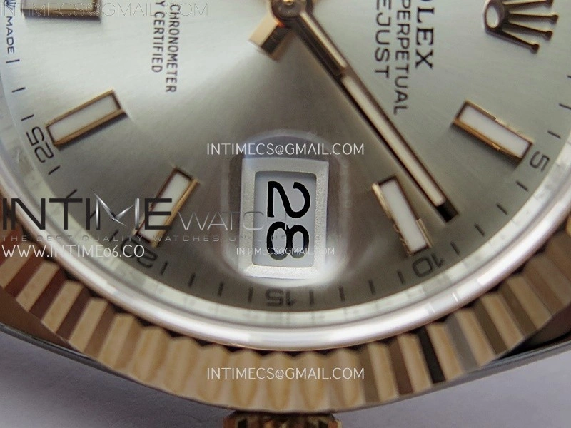 DateJust 41mm 126331 904 SS RG AR+F 1:1 Silver Dial Stick Markers On SS RG Oyster Bracelet DD3235 V2