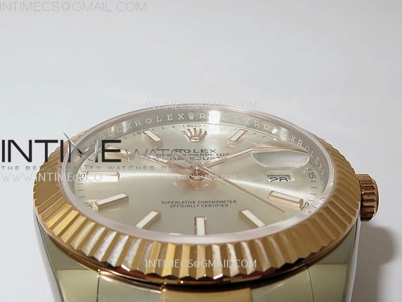 DateJust 41mm 126331 904 SS RG AR+F 1:1 Silver Dial Stick Markers On SS RG Oyster Bracelet DD3235 V2