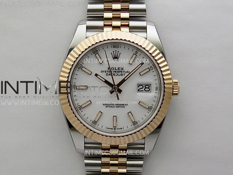 DateJust 41mm 126331 904 SS RG AR+F 1:1 White Dial Stick Markers On SS RG Jubilee Bracelet DD3235 V2
