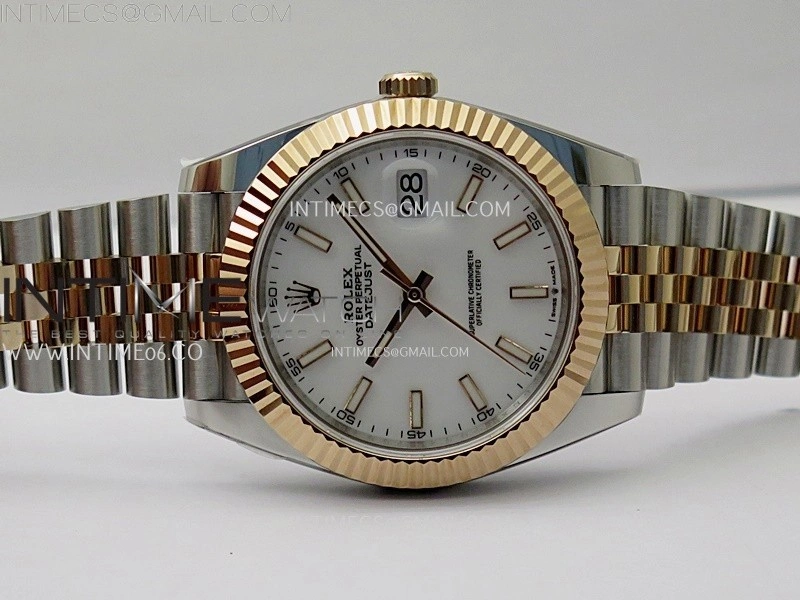 DateJust 41mm 126331 904 SS RG AR+F 1:1 White Dial Stick Markers On SS RG Jubilee Bracelet DD3235 V2